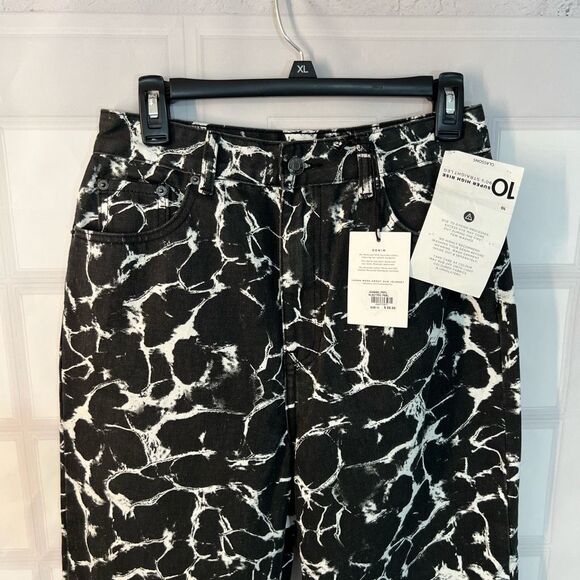 Glassons NWT Black White Print Super High Rise 90's Straight Leg Jeans Size 10 - Picture 4 of 12